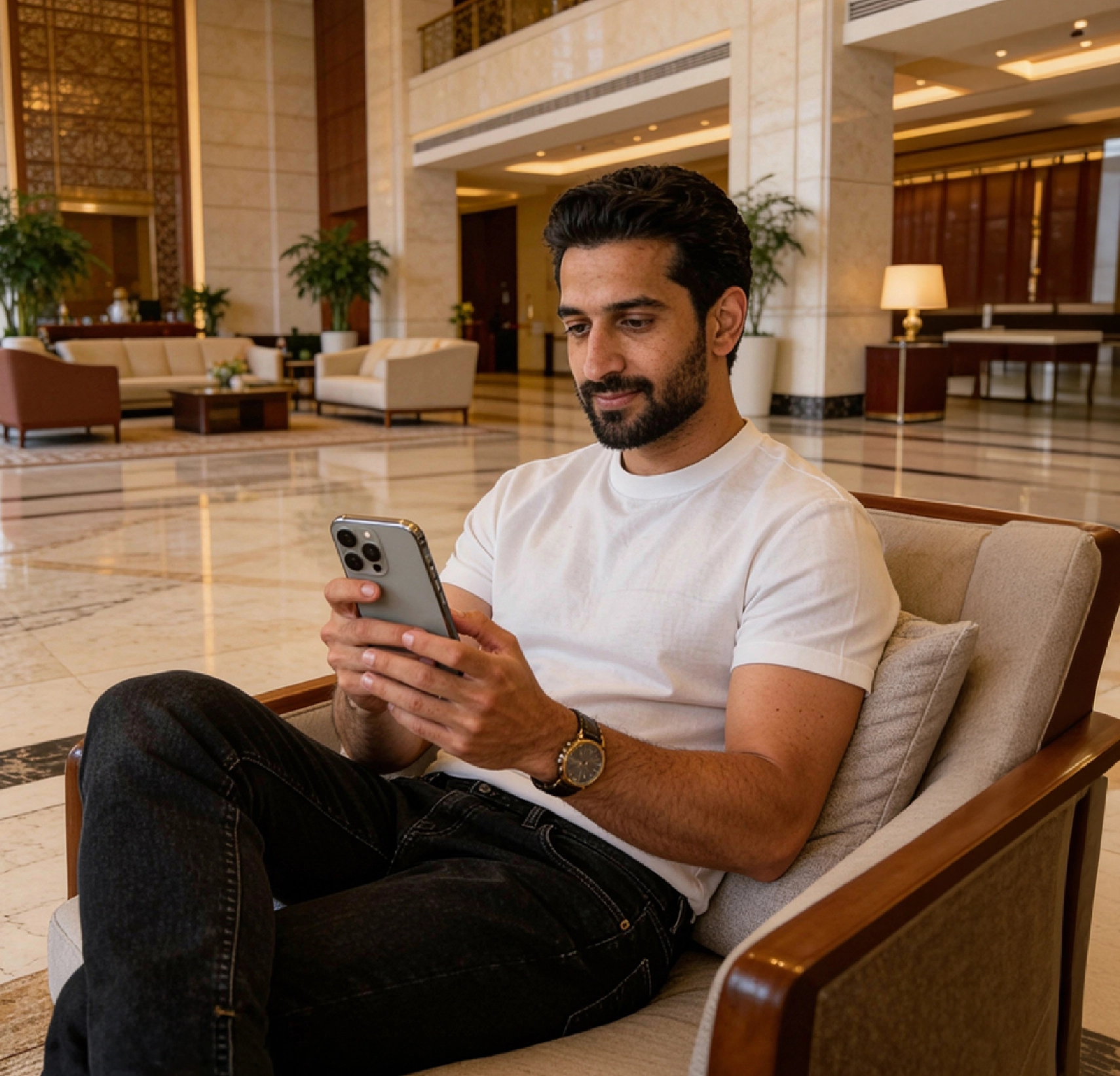 Customer enjoying a luxury staycation with Boubyan Xperience.